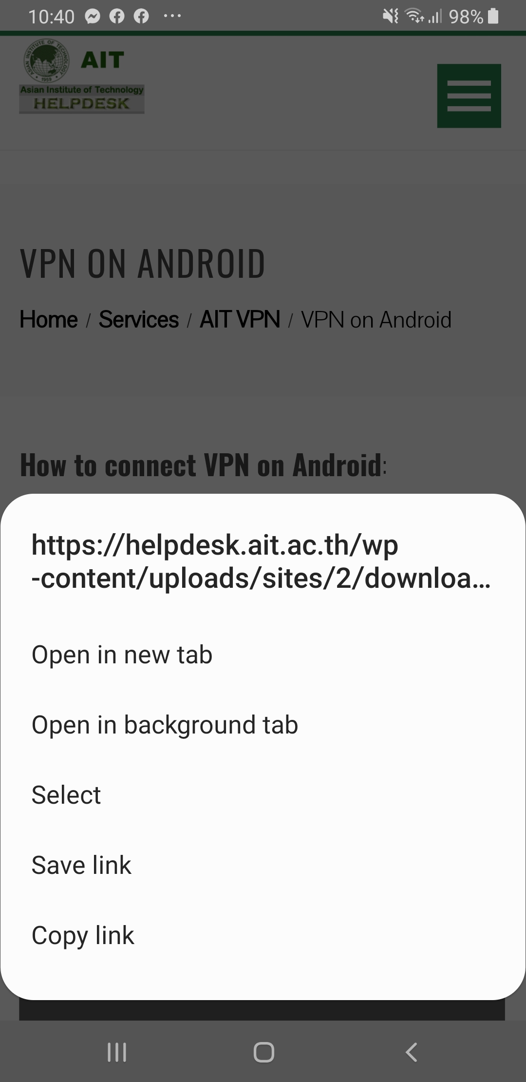 VPN on Android – HELPDESK @ ITServ